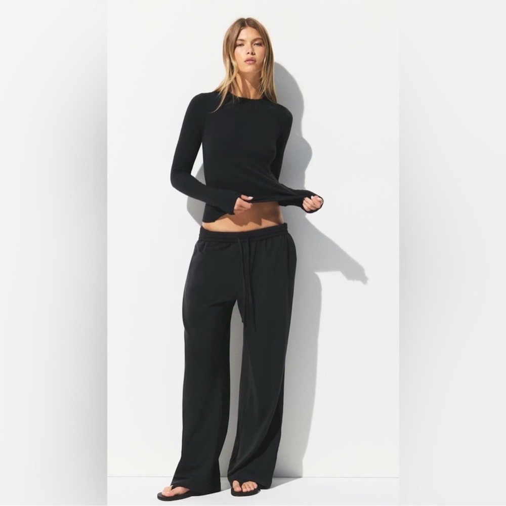 SKIMS NWT Cotton Jersey Oversized Wide Leg Pant - Onyx